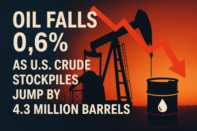 Oil Falls 0.6% as U.S. Crude Stockpiles Jump by 4.3 Million Barrels