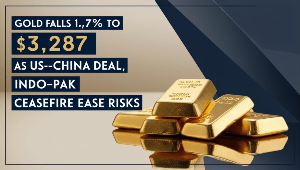Gold Falls 1.7% to $3,287 as US-China Deal, Indo-Pak Ceasefire Ease Risks