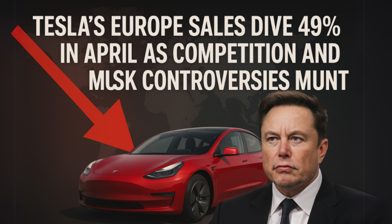 Tesla’s Europe Sales Dive 49% in April as Competition and Musk Controversies Mount