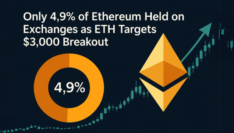 Only 4.9% of Ethereum Held on Exchanges as ETH Targets $3,000 Breakout