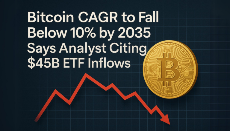 Bitcoin CAGR to Fall Below 10% by 2035, Says Analyst Citing $45B ETF Inflows
