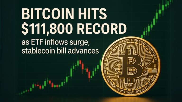 Bitcoin Hits $111,800 Record as ETF Inflows Surge, Stablecoin Bill Advances