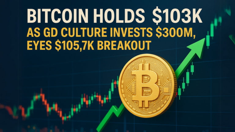 Bitcoin Holds $103K as GD Culture Invests $300M, Eyes $105.7K Breakout