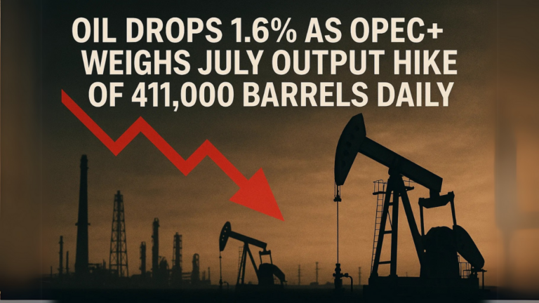 Oil Drops 1.6% as OPEC+ Weighs July Output Hike of 411,000 Barrels Daily