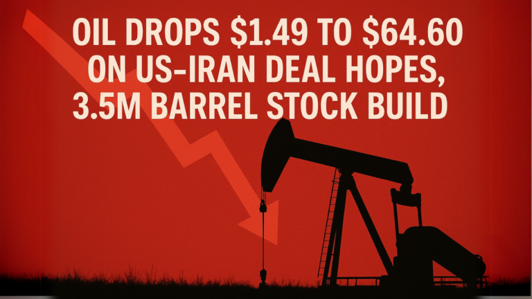 Oil Drops $1.49 to $64.60 on US-Iran Deal Hopes, 3.5M Barrel Stock Build