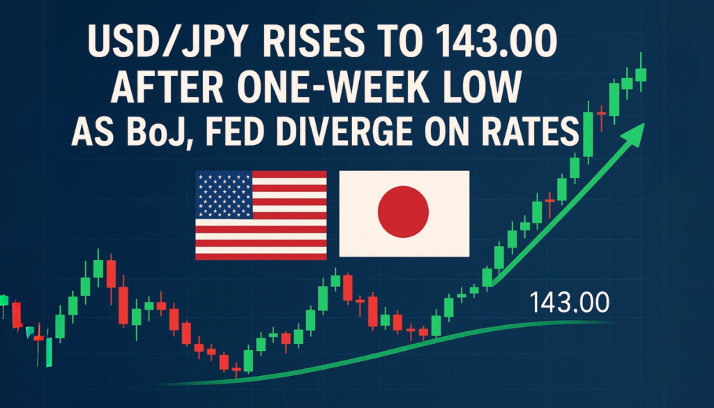 USD/JPY Rises to 143.00 After One-Week Low as BoJ, Fed Diverge on Rates