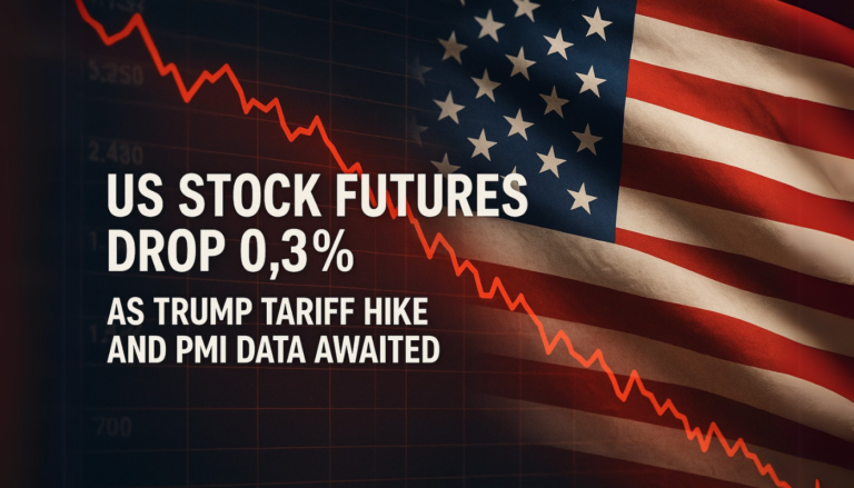 US Stock Futures Drop 0.3% as Trump Tariff Hike and PMI Data Awaited