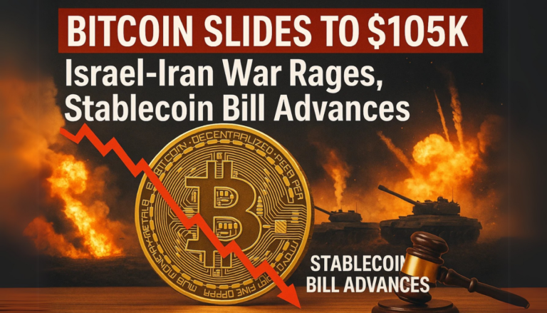 Bitcoin Slides to $105K as Israel-Iran War Rages, Stablecoin Bill Advances