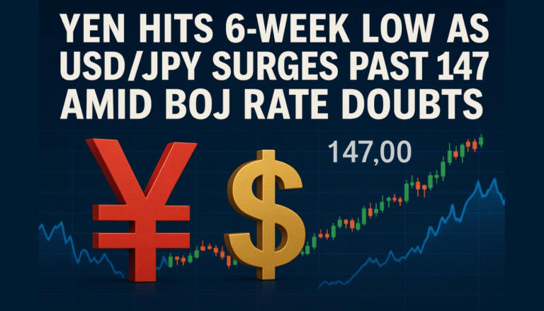 Yen Hits 6-Week Low as USD/JPY Surges Past 147 Amid BoJ Rate Doubts