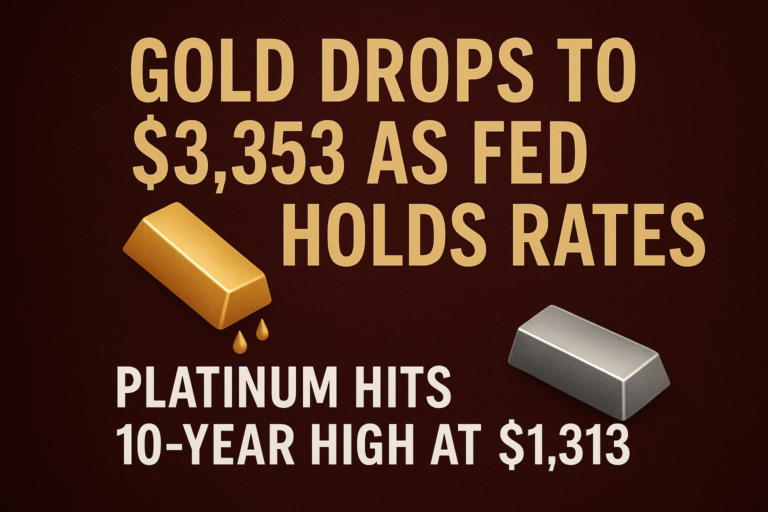 Gold Drops to $3,353 as Fed Holds Rates; Platinum Hits 10-Year High at $1,313