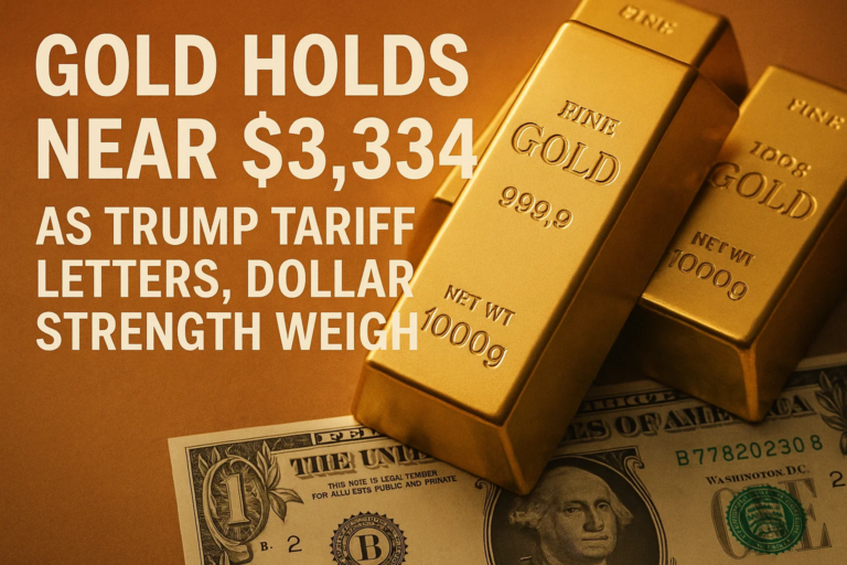 Gold Holds Near $3,334 as Trump Tariff Letters, Dollar Strength Weigh