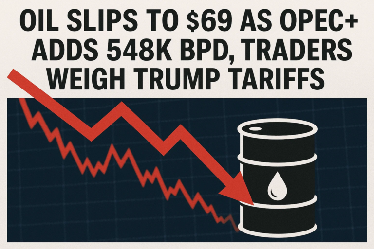 Oil Slips to $69 as OPEC+ Adds 548K BPD, Traders Weigh Trump Tariffs