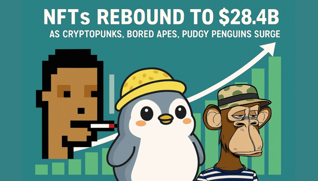 NFTs Rebound to $28.4B as CryptoPunks, Bored Apes, Pudgy Penguins Surge