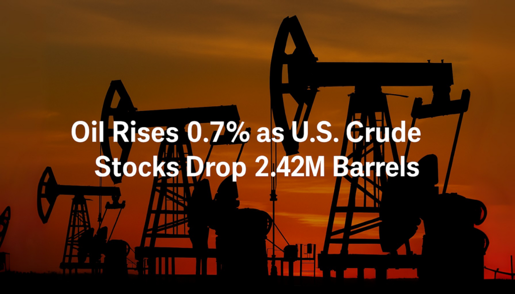 Oil Rises 0.7% as U.S. Crude Stocks Drop 2.42M Barrels