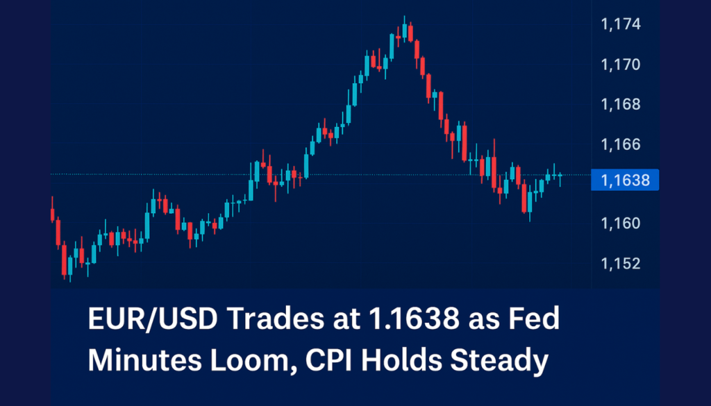 EUR/USD Trades at 1.1638 as Fed Minutes Loom, CPI Holds Steady