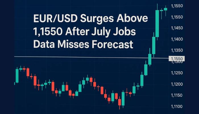 EUR/USD Surges Above 1.1550 After July Jobs Data Misses Forecast