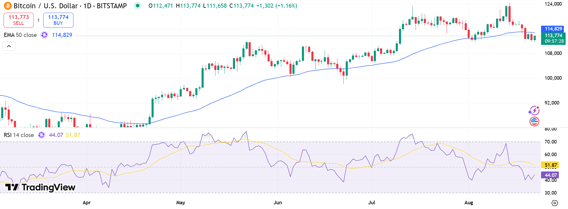 Bitcoin Price Chart - Source: Tradingview
