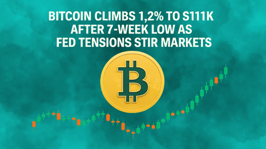 Bitcoin Climbs 1.2% to $111K After 7-Week Low as Fed Tensions Stir Markets