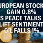 European Stocks Gain 0.8% as Peace Talks Lift Sentiment, Oil Falls 1%