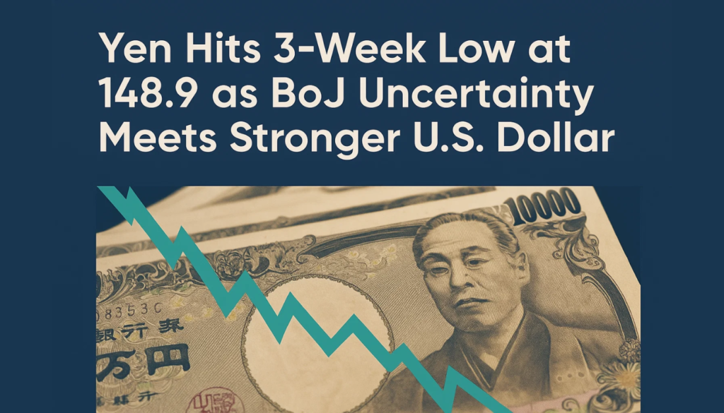 Yen Hits 3-Week Low at 148.9 as BoJ Uncertainty Meets Stronger U.S. Dollar