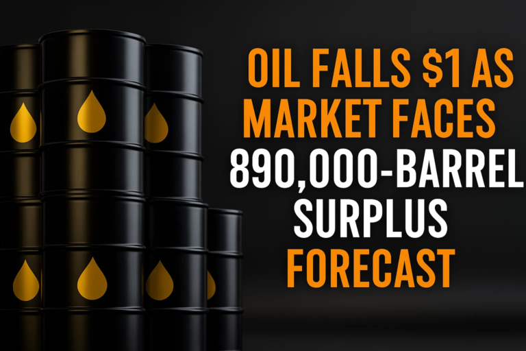 Oil Falls $1 as Market Faces 890,000-Barrel Surplus Forecast