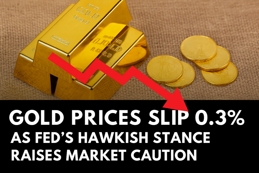 Gold Prices Slip 0.3% as Fed’s Hawkish Stance Raises Market Caution