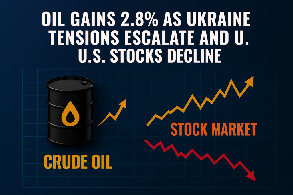 Oil Gains 2.8% as Ukraine Tensions Escalate and U.S. Stocks Decline