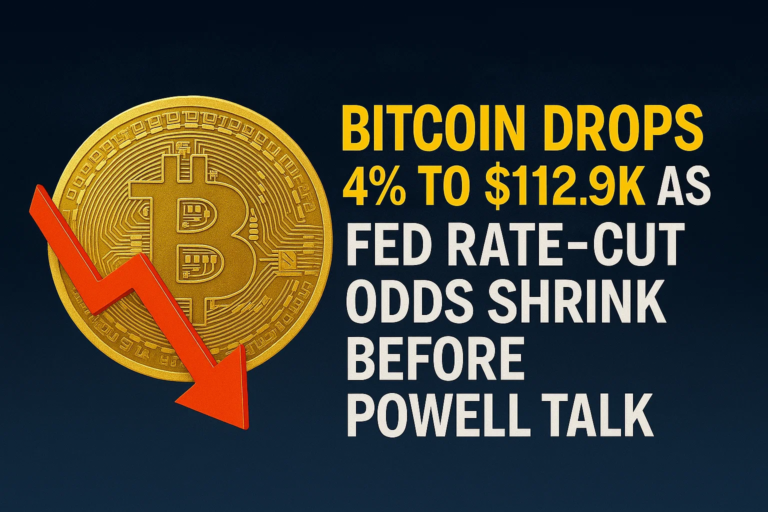 Bitcoin Drops 4% to $112.9K as Fed Rate-Cut Odds Shrink Before Powell Talk