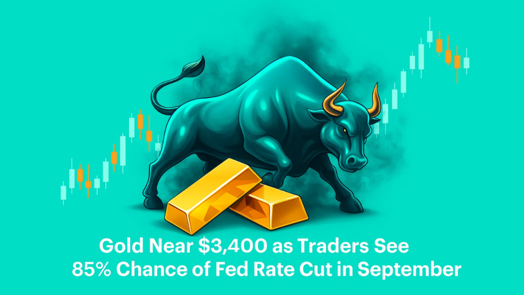 Gold Near $3,400 as Traders See 85% Chance of Fed Rate Cut in September