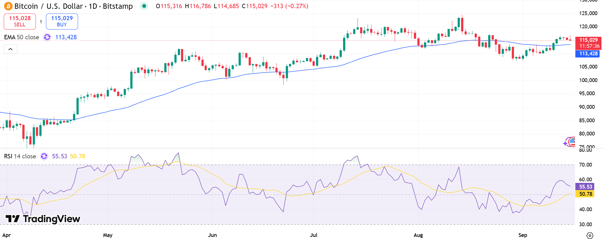Bitcoin Price Chart - Source: Tradingview
