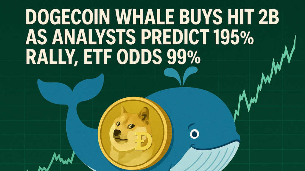 Dogecoin Whale Buys Hit 2B as Analysts Predict 195% Rally, ETF Odds 99%A