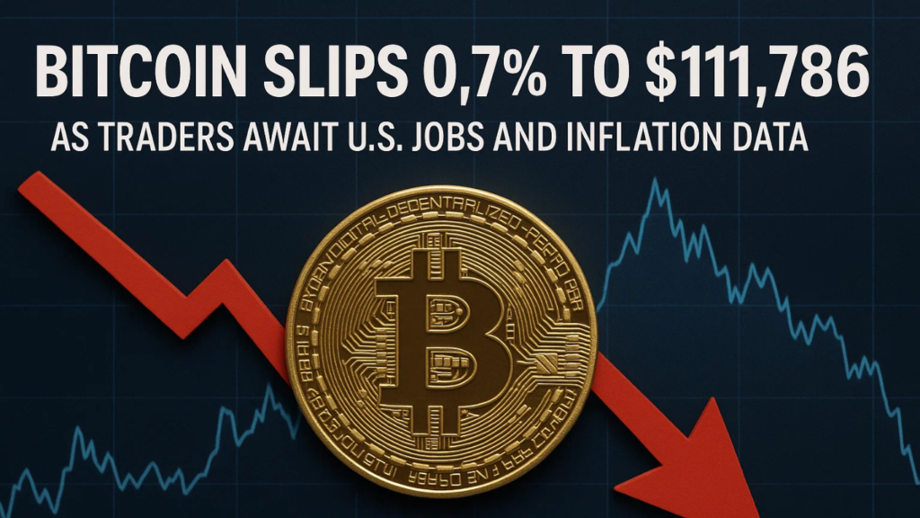 Bitcoin Slips 0.7% to $111,786 as Traders Await U.S. Jobs and Inflation Data