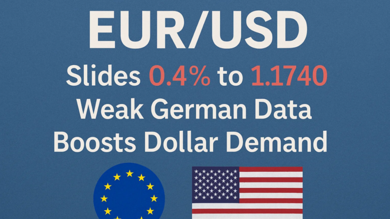 EUR/USD Slides 0.4% to 1.1740 as Weak German Data Boosts Dollar Demand