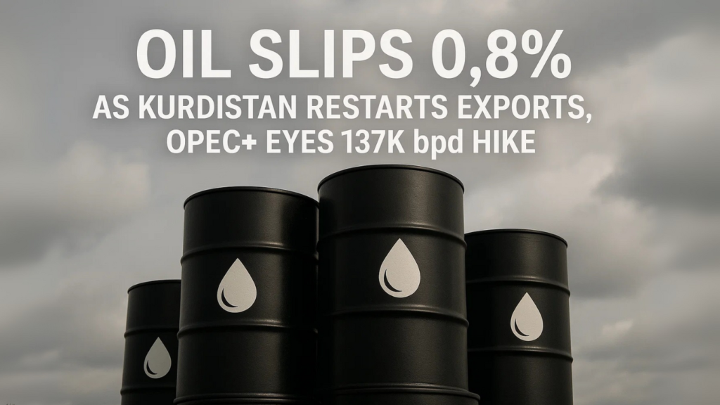 Oil Slips 0.8% as Kurdistan Restarts Exports, OPEC+ Eyes 137K bpd Hike