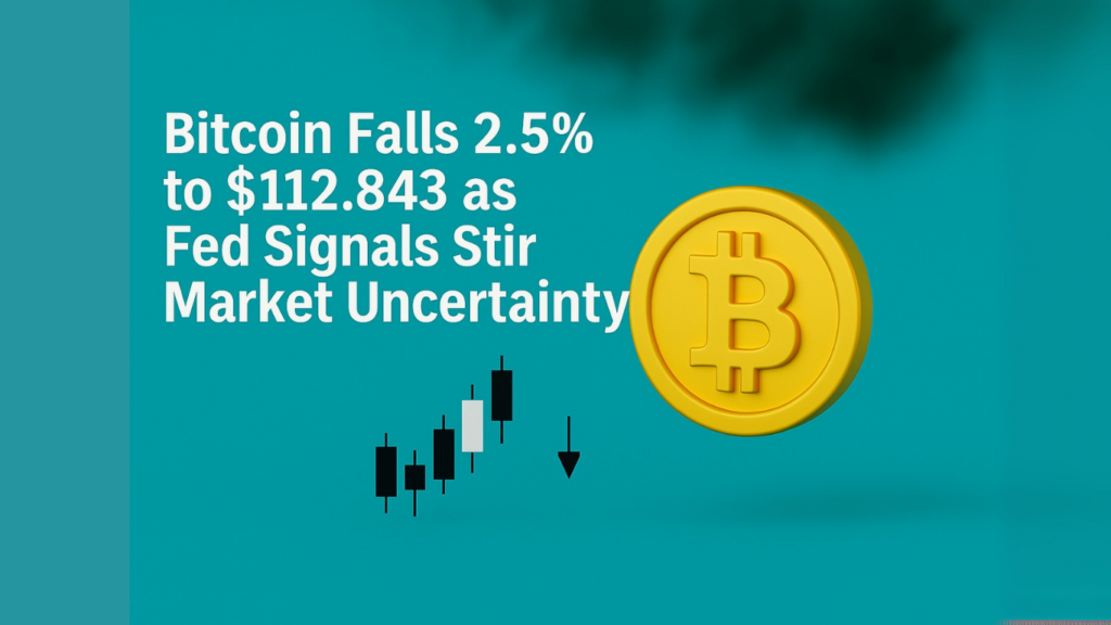 Bitcoin Falls 2.5% to $112,843 as Fed Signals Stir Market Uncertainty