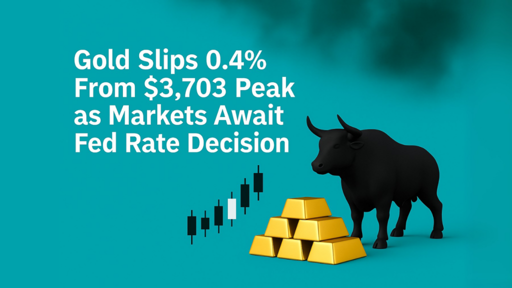 Gold Slips 0.4% From $3,703 Peak as Markets Await Fed Rate Decision