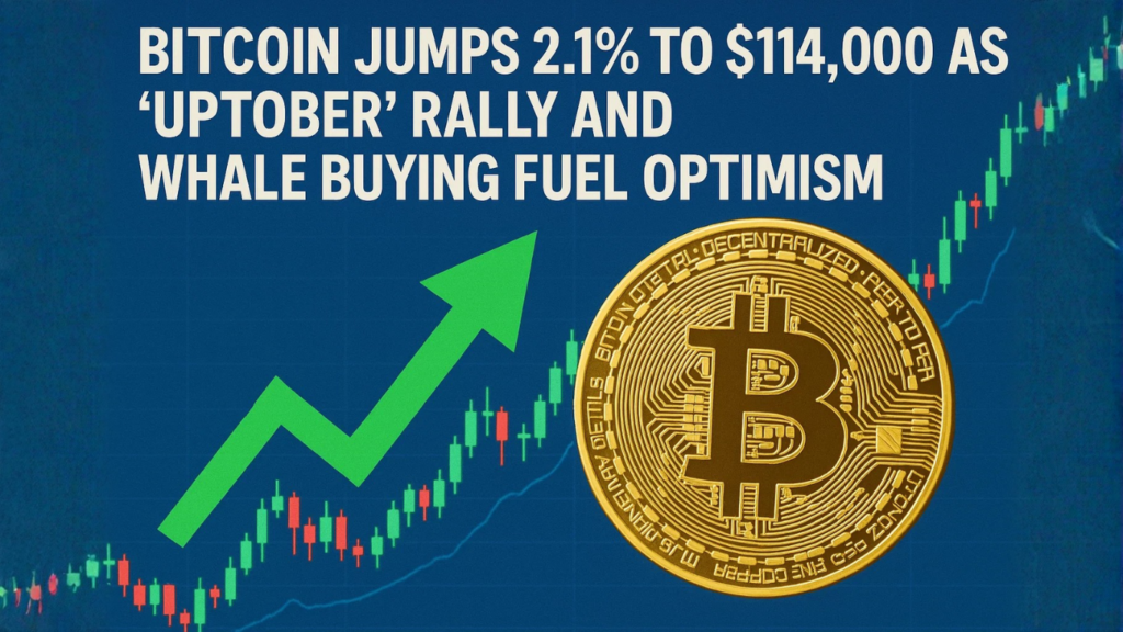 Bitcoin Jumps 2.1% to $114,000 as ‘Uptober’ Rally and Whale Buying Fuel Optimism