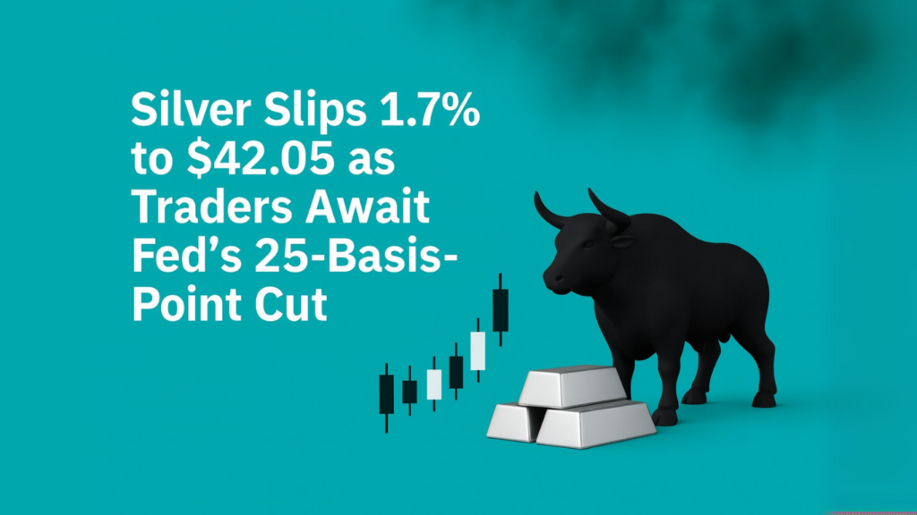 Silver Slips 1.7% to $42.05 as Traders Await Fed’s 25-Basis-Point Cut