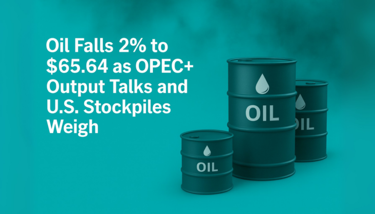 Oil Falls 2% to $65.64 as OPEC+ Output Talks and U.S. Stockpiles Weigh