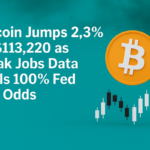 Bitcoin Jumps 2.3% to $113,220 as Weak Jobs Data Fuels 100% Fed Cut Odds