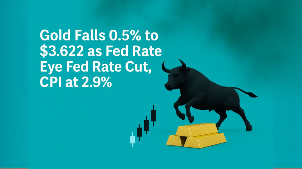 Gold Falls 0.5% to $3,622 as Traders Eye Fed Rate Cut, CPI at 2.9%