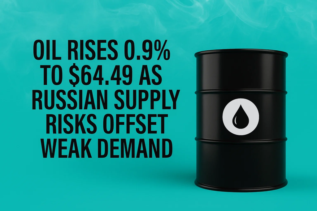 Oil Rises 0.9% to $64.49 as Russian Supply Risks Offset Weak Demand