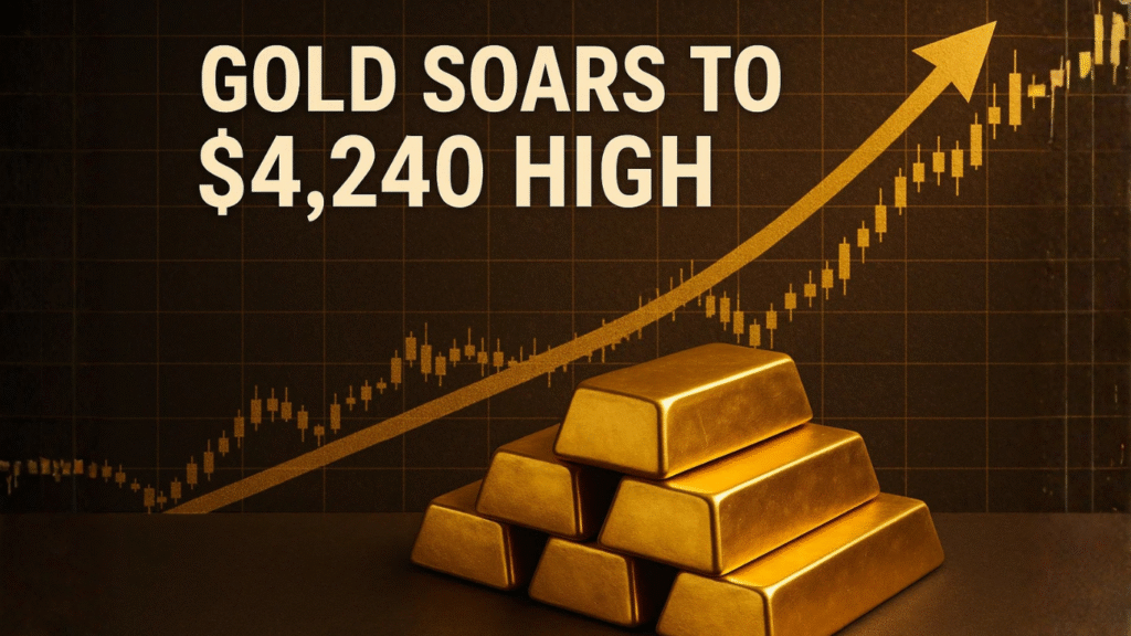 Gold Surges to $4,240 as Fed Cut Bets and U.S.-China Tensions Intensify