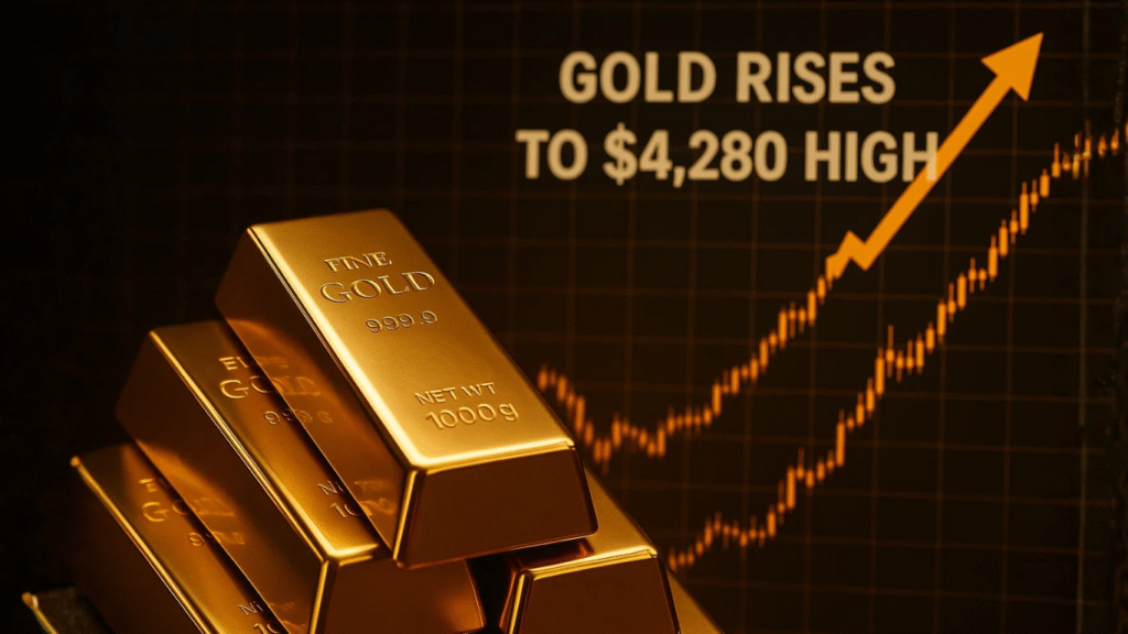 Gold Rises 0.7% to $4,280 as Trade Jitters Ease and Geopolitical Risks Linger
