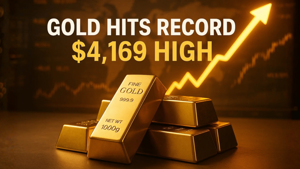Gold Surges to Record $4,169 as U.S.–China Tensions and Silver Rally