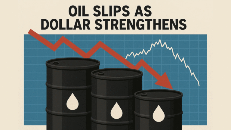 Oil Slips 0.1% to $64.38 as Strong Dollar, Market Rout Pressure Prices