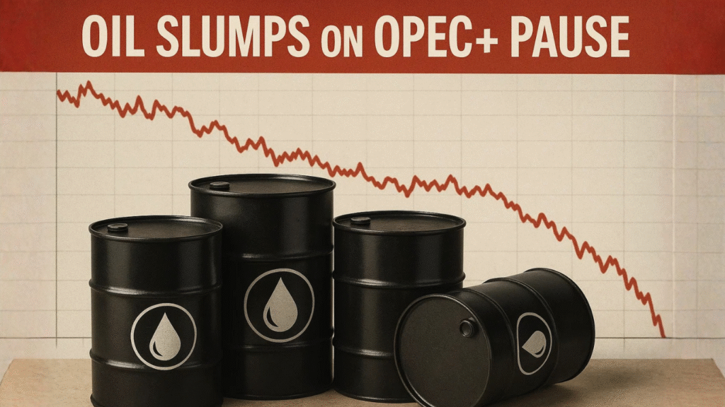 Oil Drops 1.7% to $60 as OPEC+ Pause Fuels Global Supply Surplus Fears