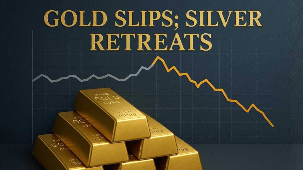 Gold Slips 0.5% as Markets Absorb Fed Outlook; Silver Retreats From $62.88 Peak