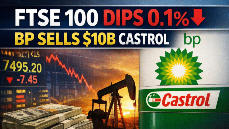 FTSE 100 Slips 0.1% as BP Sells $10B Castrol Stake; Pound Holds $1.35