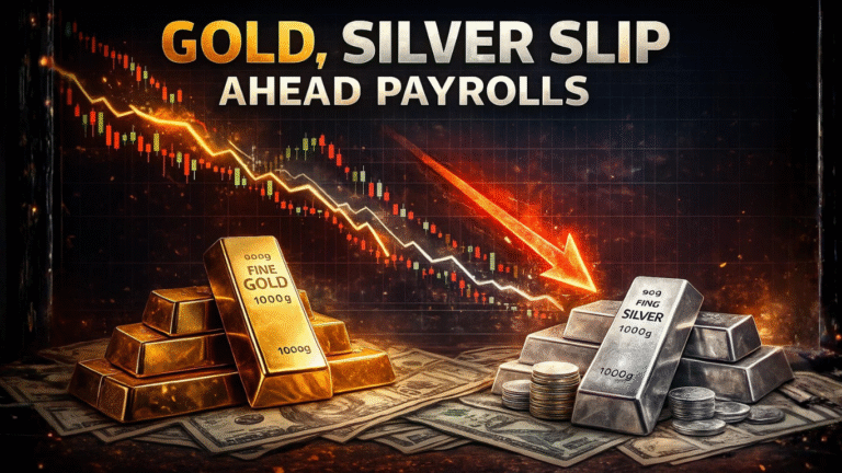 Gold Slips 0.4%, Silver Drops 2% as Key U.S. Payrolls Data Loom